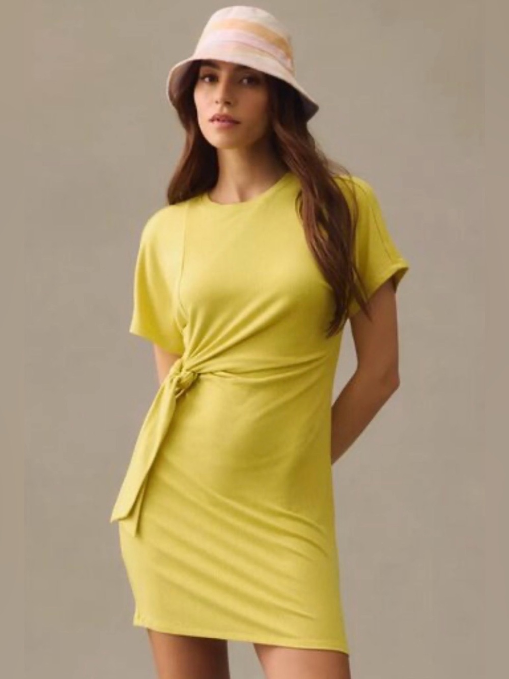 Daily Practice by Anthropologie Nico Side-Tie Mini Dress in Yellow Medium